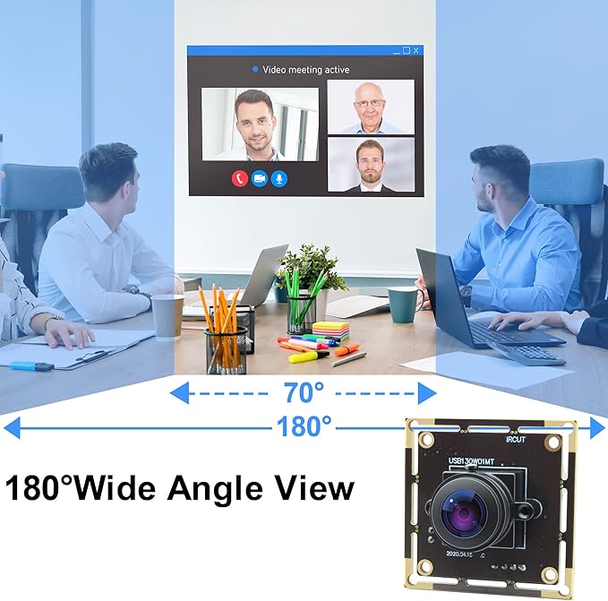 Magnolia 1.3MP Low Light USB Camera Module Wide Angle Webcam with 180 Degree Fisheye Lens AR0130 Mini Lightburn Camera Embedded Industrial Webcam Board for Raspberry PiJetson Nano