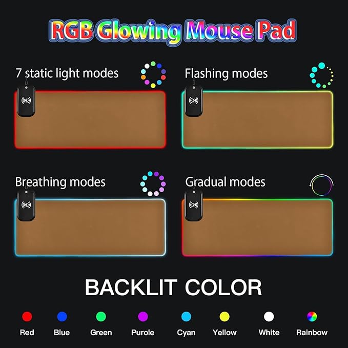 Camel Mouse Pad Gaming Mousepad Non Slip Desk Mat Wireless Charging Computer Mouse Pads RGB Keyboard Mats Pad for Office Desktop Home 35.4 x 15.7 in