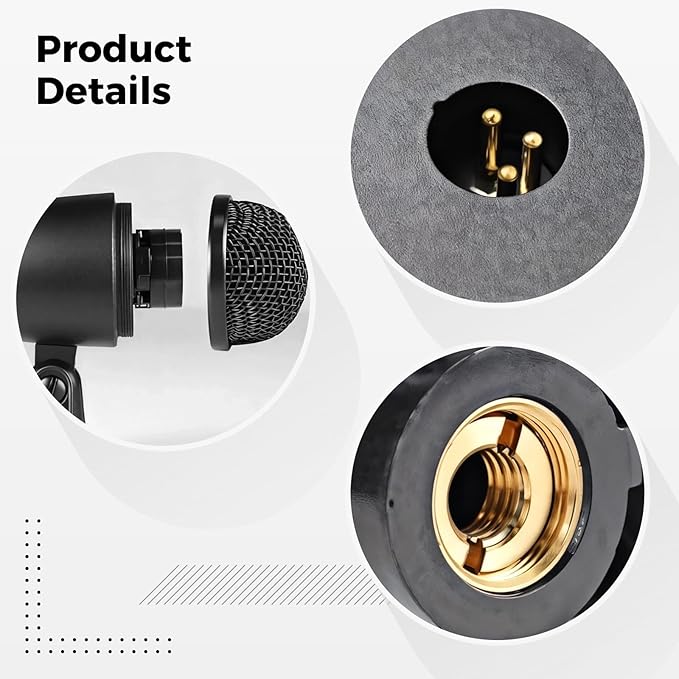 Cardioid Dynamic Microphone For Bass Drum Kick Drum Mic With Mounting Base For Recording And Performance