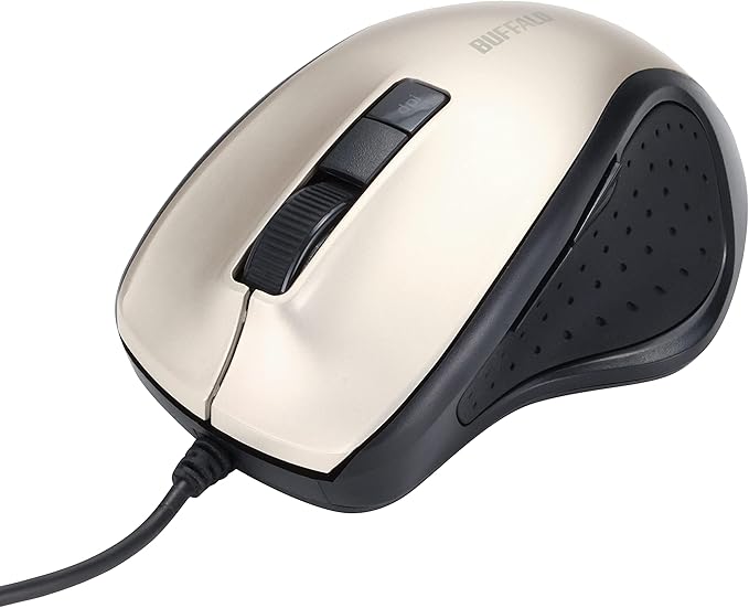 BUFFALO BSMBU308GD Wired BlueLED Silent 5 Button Mouse Gold