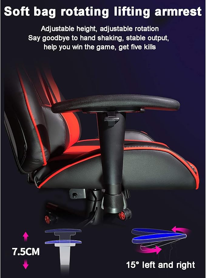 Office Chair Gaming Chair Computer Chair PU Leather Desk Chair Adjustable Swivel Chair Recliner for GamerErgonomic Office Chair High Back Game Chair with Lumbar Support HeadrestGaming Chai