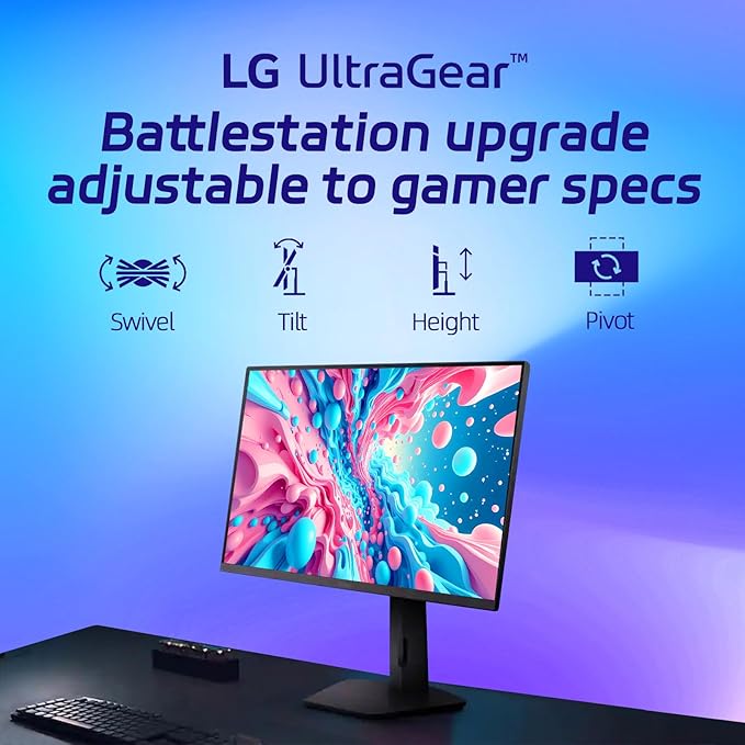 LG Ultragear 27 QHD Gaming Monitor 1440p IPS Display 200Hz 1ms Response DisplayHDR 400 FreeSync Premium HDMI Displayport USB Type-C Tilt/Height/Swivel &amp Pivot Adjustment Stand