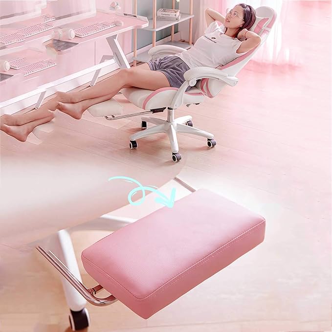 Ergonomic Designed Gaming Chair Racing Sport with Back Support Office Gaming Chair with Footrest and Lumbar Pillow Pink Executive Office Chair