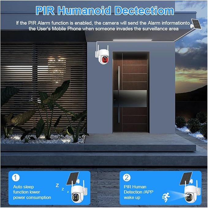 Solar Panel PTZ IP Camera WiFi 4MP 4G Video Surveillance Security Protection Built-in Battery Long Time Standby(4MP WiFi and 32G SD)