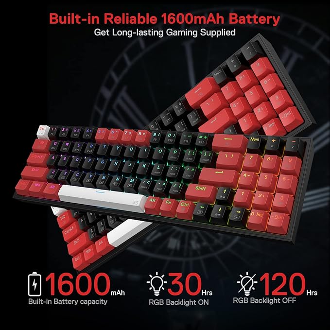Redragon K628 PRO 75% 3-Mode Wireless RGB Gaming Keyboard 78 Keys Hot-Swappable Compact Mechanical Keyboard w/Hot-Swap Free-Mod PCB Socket Dedicated Arrow Keys &amp Numpad Red Switch