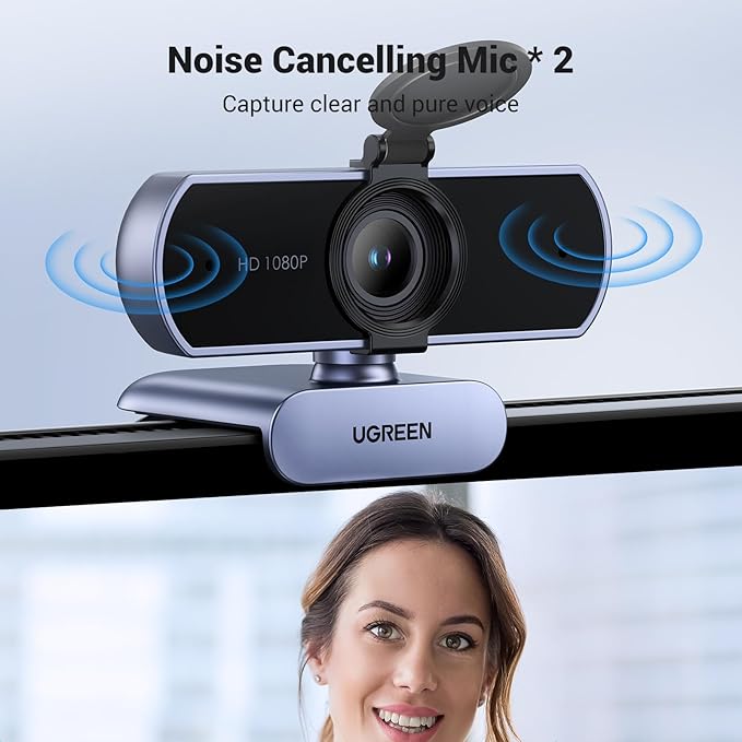 UGREEN Full HD 1080P Webcam Bundle with Gaming Microphone for PC 24bit/96kHz