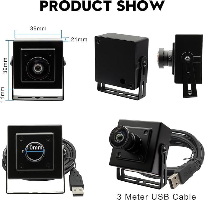 50FPS Global Shutter High Speed USB Camera Wide Angle Distortion-Free Color Lens USB 2.0 Plug-and-Play for Golf Swing Slow Motion Industrial Machine Vision VR &amp Robotic Vision
