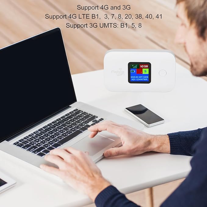 4G Portable 300Mbps 10 Users Sharing 3000mAh Mobile Router Support Secure Encrypted Network Fast Stable Internet Access for Phone Laptop Tablet