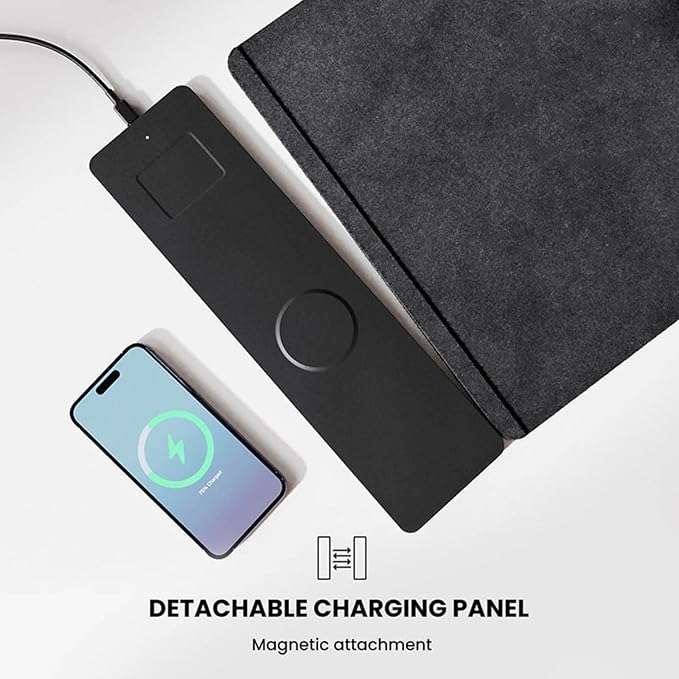 3 in 1 Wireless Charging Mouse Pad 15W Fast Charge Extended Gaming Desk Mat (78x37cm) for Keyboard and Mouse Waterproof Non-Slip Rubber Base Workstation Pad Compatible with Phone and Earbuds Black