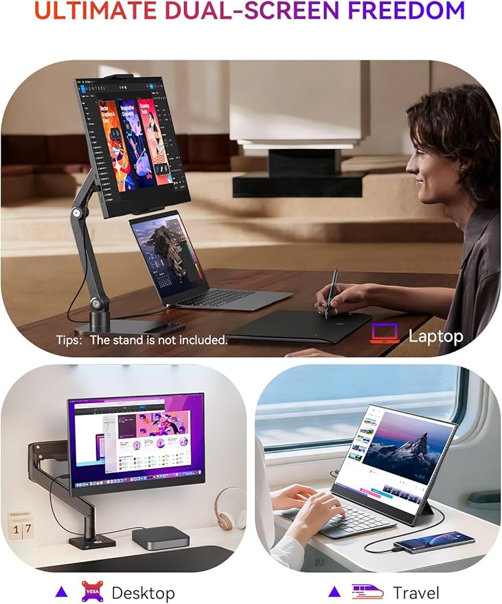 UPERFECT Portable Monitor 15.6 125% sRGB 1080P Ultra-Slim Travel Monitor USB C HDMI Plug &amp Play IPS Gaming Monitor Built-in Stand Dual Speakers External Screen for Laptop Phone Game Console