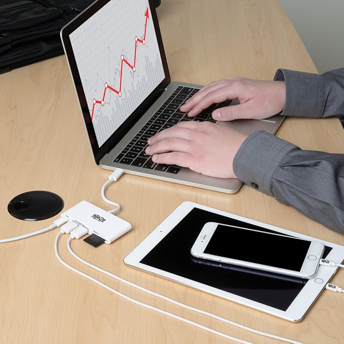 Tripp Lite 2-Port USB-C to USB-A (2X) Portable Hub Micro SD &amp SD/MMC Reader &amp USB-C PD Charging Port USB 3.1 Gen 1 Type-C (U460-002-2AM-C)