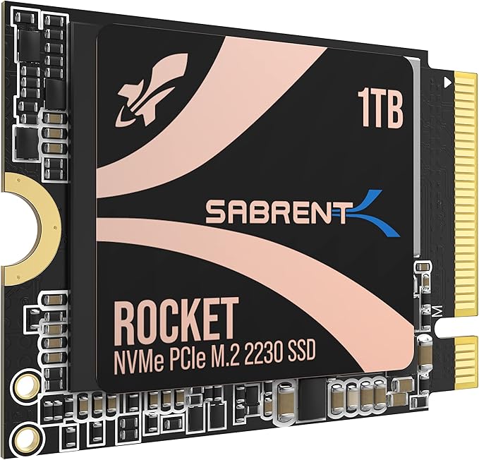 SABRENT Rocket 2230 1TB NVMe SSD – PCIe Gen4 M.2 2230 Internal SSD for Steam Deck Surface Pro ROG Ally – Up to 5000 MB/s Gen4 x4 Speed DRAM-Less HMB Design [SB-2130-1TB]