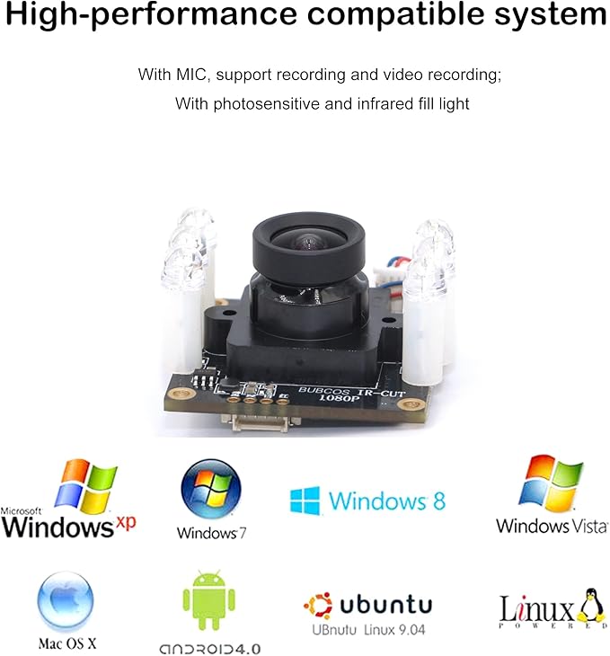 Night Vision 2mp IR-Cut Camera Module 1080p Full Hd USB Camera for Computer Auto Switch Day and Night Widy Dynamic Hd Webcam Board with Windows Linux Android and Mac Os