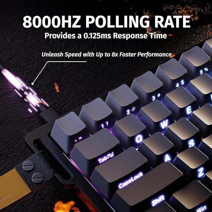 ATTACK SHARK X68 HE 8KHZ Rapid Trigger Keyboard Magnetic Switch0.01 mm RT AccuracyWired RGB 60% Gaming Keyboard TKL with Adjustable ActuationSnap TapCoiled Cablefor PC/Mac(Moon Night)