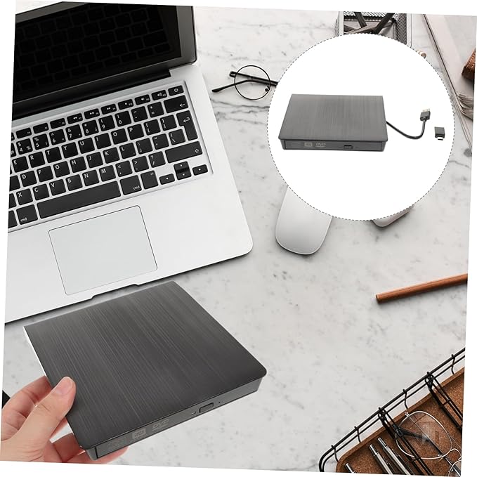 External USB Cd DVD Burner Recorder Drive Slot-in Optical Drive for Laptops Black Easy to Use No Additional Drivers Required Compact Design for Home Travel