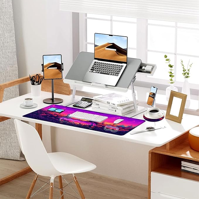 Keyboard Mouse Pad Set Extended Gaming Mouse Pad+Ergonomics Keyboard Wrist Rest Support Memory Foam Easy Typing Pain Relief 4Pcs XL Ultra Thick Desk MatHalloween Skull Pumpkin