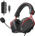 NUBWO HG03 USB-A Gaming Headset with 7.1 Surround and FPS Sound Wired Headphones with Noise Canceling Mic Comfortable Design for PC Laptop - Black Red