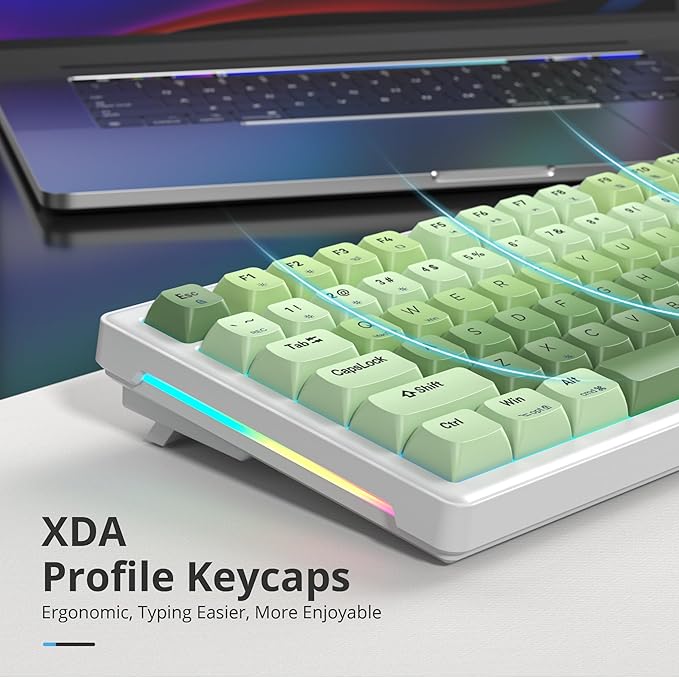 75% Creamy Mechanical Keyboard Green Hot Swap RGB Gaming Key Board with Knob Gasket Mount Wired TKL Keyboard 75 Percent Pre-lubed White Switch Creamy Sounding Keyboards (82 Matcha)