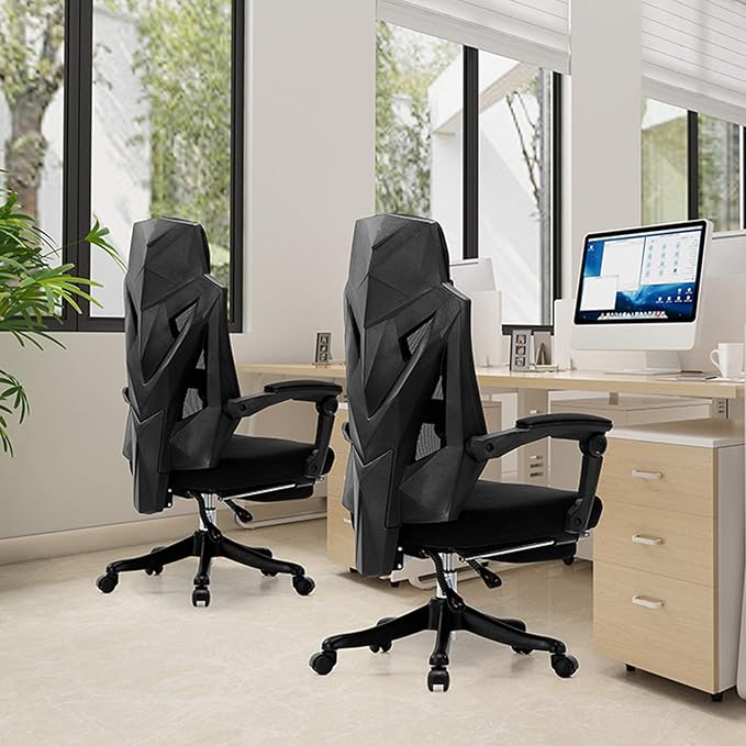 JHome Comfortable Swivel Chair Gaming Chair Office Chair Multi-Function Racing Chair Video Game Chair Adjustable Desk Chair with Armrests - Black Adjust Rolling Chair