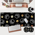 Large Mouse Pad Extended Office Desk Pad 31.5x11.8in Ergonomic Memory Foam Mouse Wrist Rest Support for Home Office Computer Writing Pad Gold White Cute Dog Paws Prints XXL Black Gaming Mouse Mat