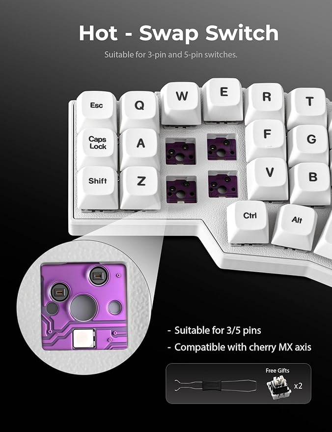 YIVU CORNE V4.1 Split Mechanical Keyboard 40% 3x6 Ortholinear Layout QMK/Vial Programmable Wired Hot-Swappable RGB Gaming Keyboard Pre-Lubed Linear Switches Ergonomic Typing