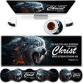 4 in 1 Mouse Pad Combo Large Gaming Mouse Pad + Keyboard Wrist Support + Mouse Wrist Rest + Coaster Table Pad 31.5 x 11.8 with Memory Foam Ergonomic Wrist Pad Set Ferocious Wolf