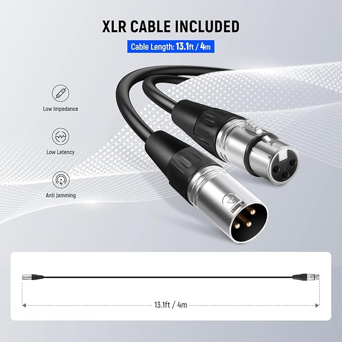 NEEWER NW-040 Cardioid Dynamic Microphone with XLR Cable Rigid Metal Shell Cleaning Cloth Unidirectional Pickup Mic for Musical Instruments Voice Public Speech Podcast Singing PC Gaming Streaming