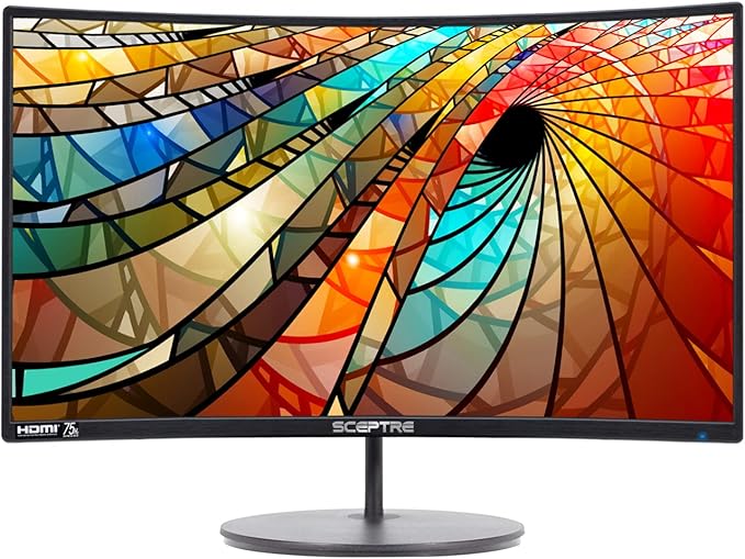 Sceptre 27 Curved 75Hz LED Monitor C278W-1920R Full HD 1080P HDMI DisplayPort VGA Speakers Ultra Thin Metal Black 1800R immersive curvature 2018Metallic Black