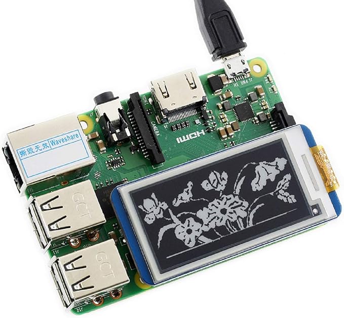 waveshare 2.13inch E-Paper Display HAT for Raspberry Pi 4B/3B+/3B/2B/Zero/Zero W/Zero WH and Jetson Nano250x122 Pixel BlackWhite Two-Color E-Ink Display SPI Interface Support Partial Refresh