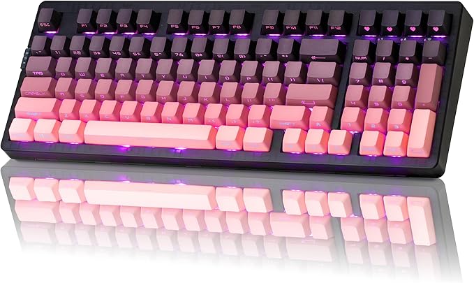 ZORNHER ZH980 Mechanical Keyboard Wireless95% Pink Creamy Keyboard with Number PadGaming Keyboard with Number PadLighted Up PBT KeycapsCreamy Sounding Linear SwitchesFull Size