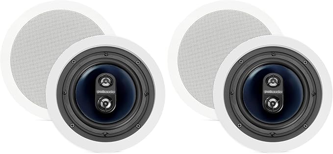 Polk Audio RC6s in-Ceiling 6.5 Stereo Speaker | Dual Channel from a Single Location | Perfect for Damp and Humid Indoor/Outdoor Placement - Bath Kitchen Covered Porches (White Paintable Grille)