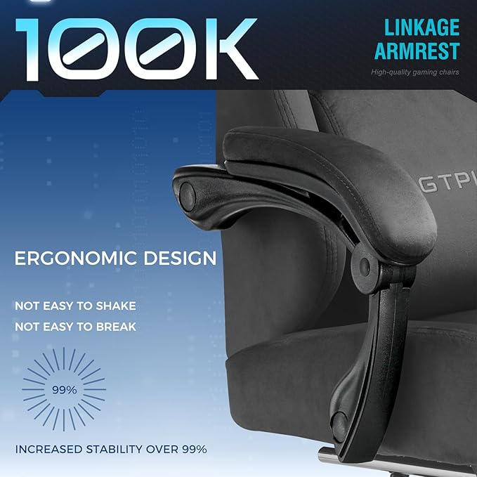 GTPLAYER Gaming Chair Fabric with Pocket Spring Cushion Big and Tall Gamings Chairs 350LBS High Back Computer Chair with Footrest for Adults Lumbar Support Swivel Game Chair for Office Gaming Gray