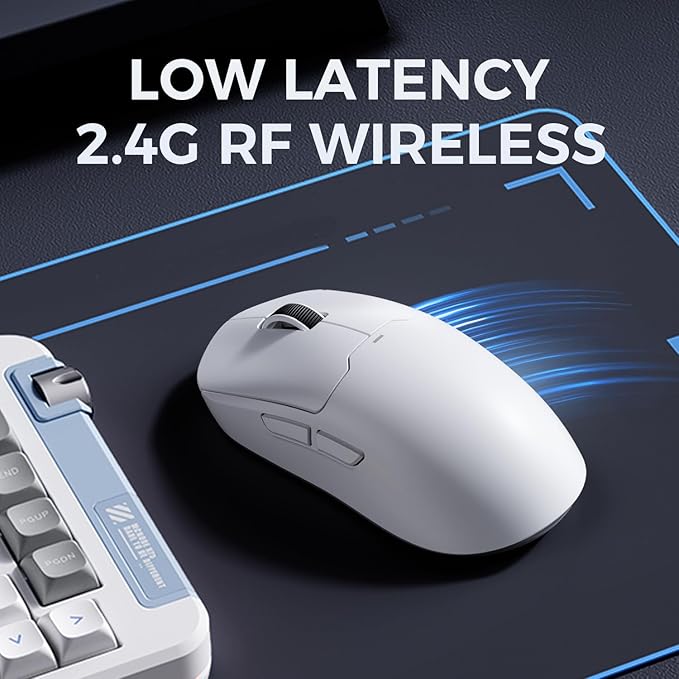 MCHOSE A5 ProMax Wireless Gaming Mouse Symmetrical Design 59 Grams 1K Polling Rate PAW3395 26K DPI Optical Sensor 130 Hour Battery Life Tri-Mode Connectivity - Black