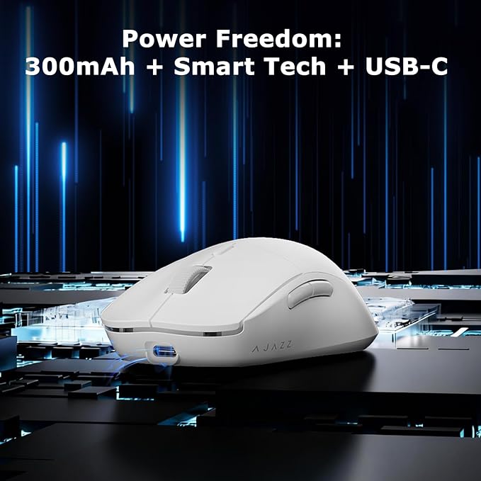 FIRSTBLOOD ONLY GAME. AJ199 Wireless Gaming Mouse PAW3395 Sensor 26000 DPI 60g Ultra-Lightweight with Interchangeable Shell 80M Clicks 50+ Hours Battery for FPS/MOBA Gaming (White)