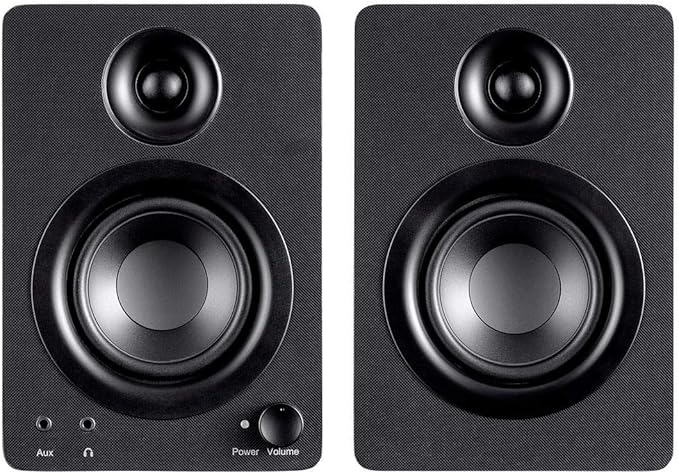 Monoprice DT-3 50-Watt Multimedia Desktop Powered Speakers Perfect Complement to any Home Office Gaming or Entertainment Setupblack