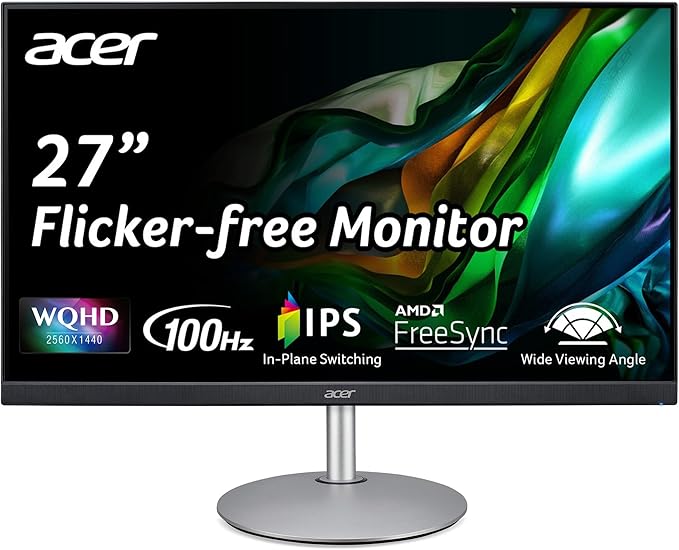 acer CB272U Ebmiiprx 27 WQHD 2560 x 1440 Home Office Monitor | AMD FreeSync | 1ms VRB | 100Hz | Zero Frame | Height Adjustable Stand with Swivel Tilt &amp Pivot (Display Port 1.2 &amp 2 x HDMI 2.0