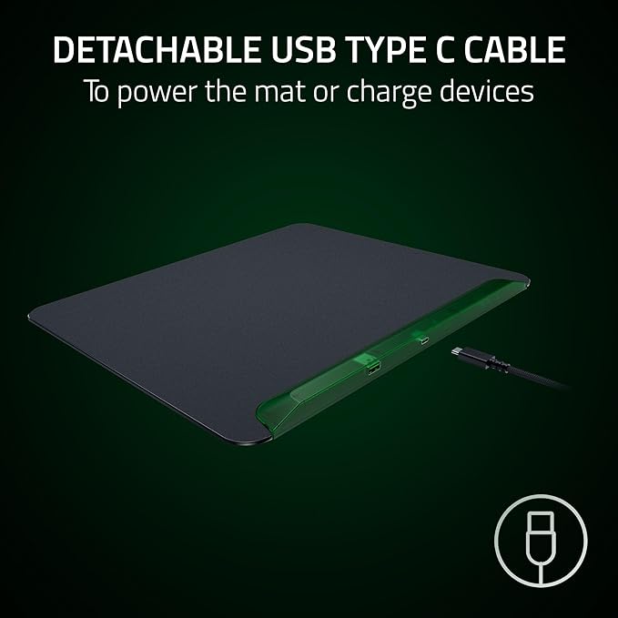 Razer Firefly V2 Pro Fully Illuminated RGB Gaming Mouse Mat: Backlit Design - 15 Zone Chroma Lighting - USB 2.0 Port - Detachable USB Type C Cable - Micro Textured Surface - Anti Slip Base