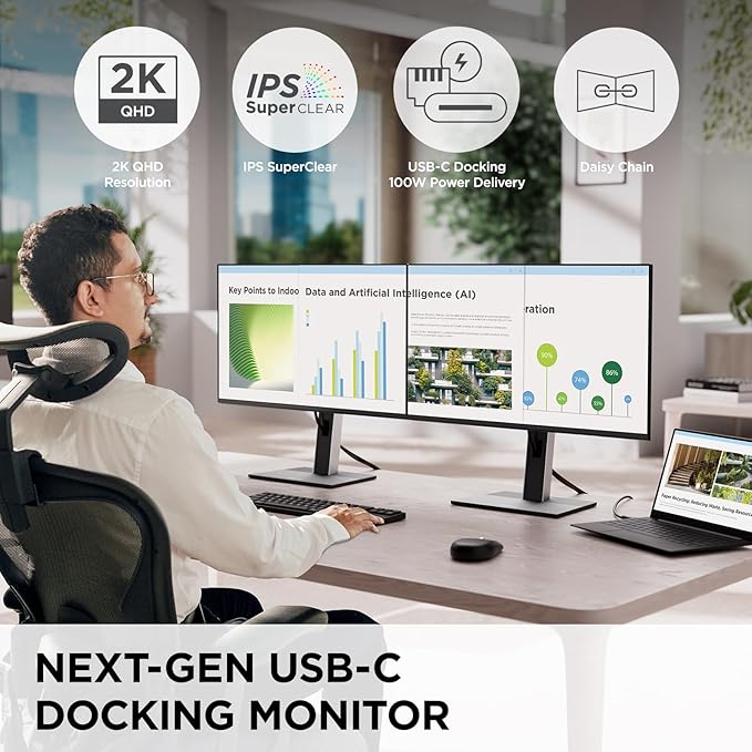 ViewSonic VG2758-2K 27 Inch 1440p IPS Docking Monitor with Advanced Ergonomics 100W USB C 5-Port USB Hub HDMI DisplayPort and Daisy Chain for Home and Office