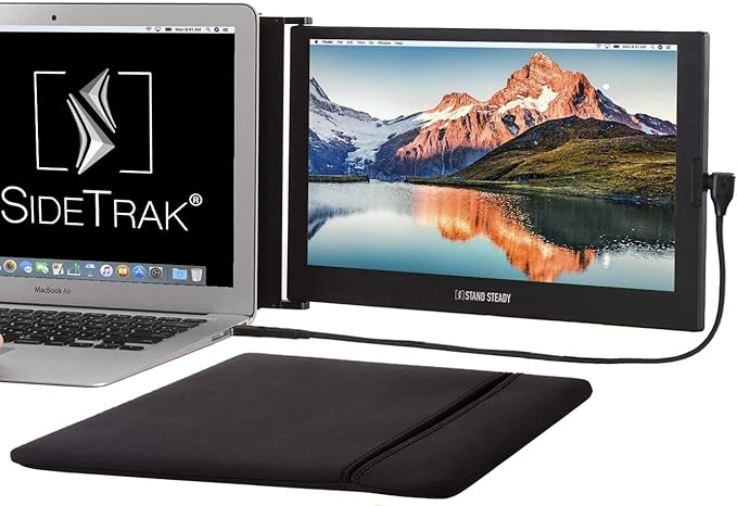 SideTrak Slide Portable Monitor 12.5 Screen with Carrying Case - Attaches to Your Laptop for Easy Travel - Efficient USB Power - Fits Mac and PC 13-17 Laptops - Full HD IPS Display (Patent Pending)