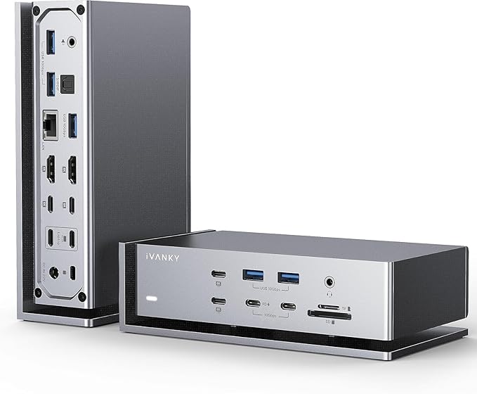 iVANKY FusionDock Max 1 Dual Thunderbolt 4 Chips 20-in-1 Quad 6K@60Hz Monitor MacBook Docking Station 40Gbps Dock for Mac M1/M2/M3 Pro/Max 2HDMI 2.0 96W PD 10Gbps USB 2.5 GbE