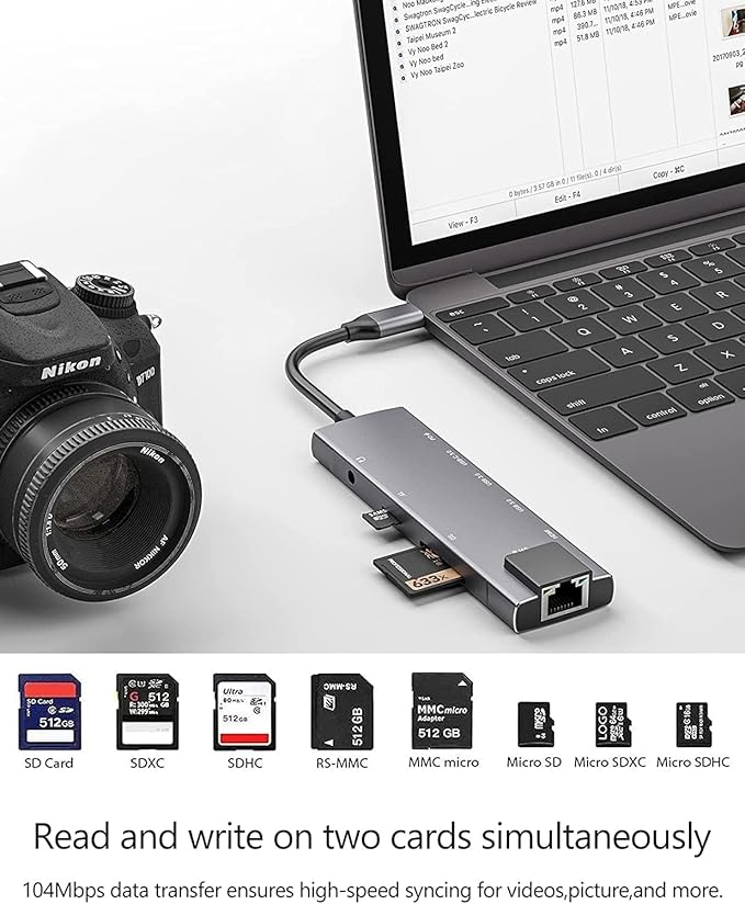 USB C Hub Mulitiport Adapter 9-in-1 Hub with 1Gbps Ethernet4K@30Hz HDMI100W Power Delivery 2 USB 3.0SD/TF Card Slots3.5mm JackUSB-C3.0 Data for MacBook Pro/Air iPad Pro M1/M2SurfaceXPS