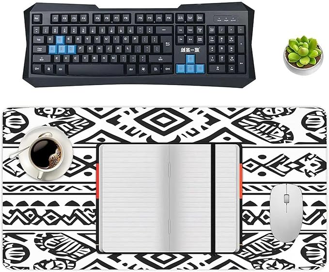 XXL Gaming Mouse Pad Boho Aztec Large Desk Mat Protector for Desktop Anti-Slip Rubber Extended Computer Keyboard Mat Writing Pad Mousepad for Work Office Home15.7 * 35.4 in A-690