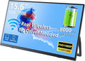 Wireless Portable Monitor with Battery Wireless Monitor for Laptop-15.6 1080P FHD Travel Monitor for Laptop Support AirPlay Miracast for Windows/Mac/Android/iOS