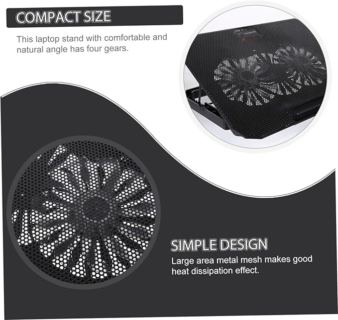 TEHAUX Laptop Cooling Pad Portable USB Laptop Cooler Stand for 14-15.6 Inch Notebooks Ergonomic Design Quiet Fans for Personal and Office Use (Black)