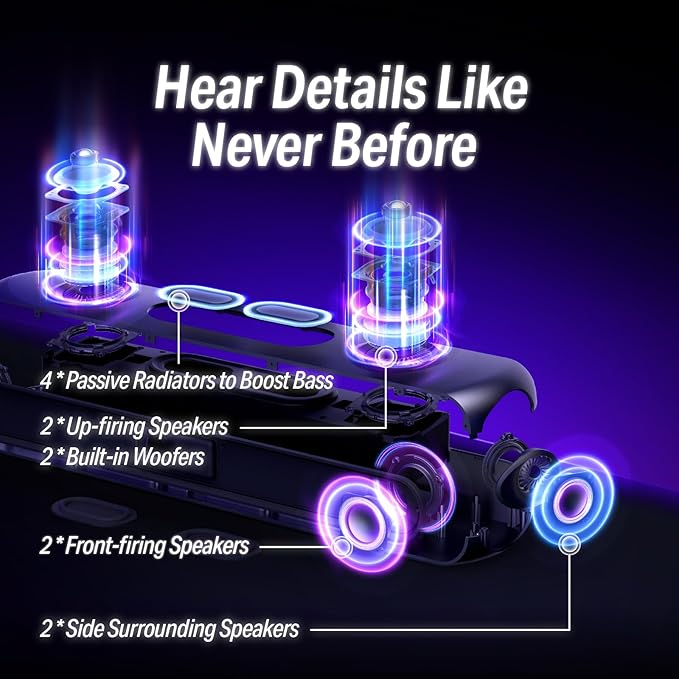 OXS Thunder Pro Gaming Soundbar with 5.1.2 Dolby Atmos Surround Sound System Built-in Woofer Bluetooth Multi-Connection 3 Pro Gamer Modes Sleek Toggle Design for Pcs and Gaming Consoles