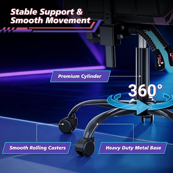 Magshion Gaming Chair for Adults Ergonomic Computer Chair with Linkage Armrests Height Adjustable Gamer Chair with Footrest and Headrest for Home Office 350 Lbs Capacity Purple
