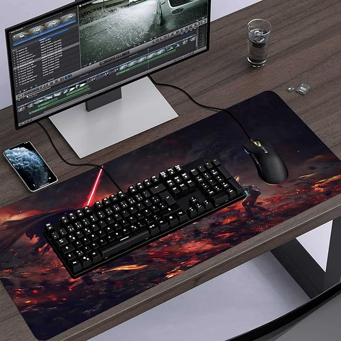 XXL Mouse Pad Ahsoka-Tano Vs VaderExtra Large Gaming Mousepad Laptop Desk MatNon-Slip Rubber BaseStitched EdgesSmooth FabricComputer Keyboard &amp Mice Combo Pads for Office Game 31.5x15.7