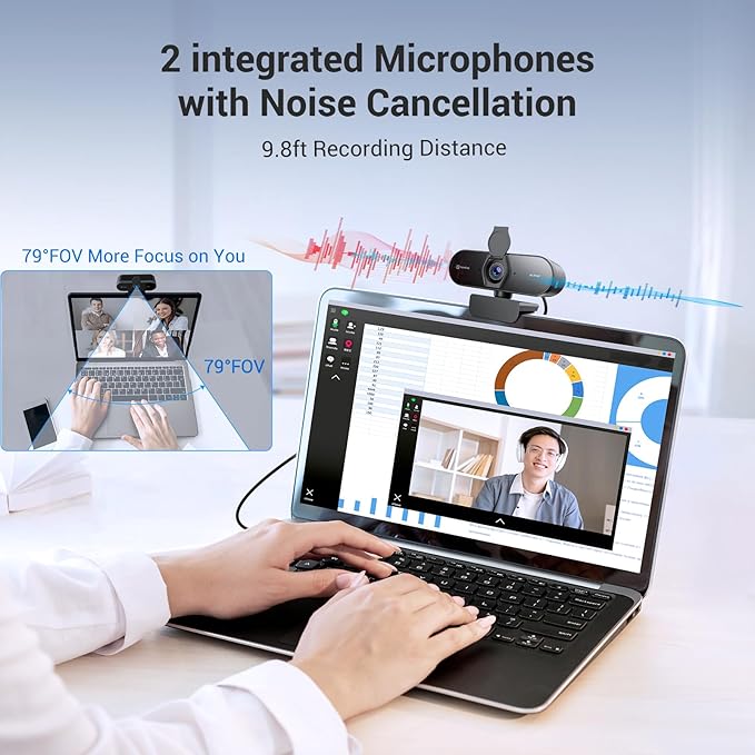4K Webcam for PC with Tripod &amp Conference Speaker and Microphone
