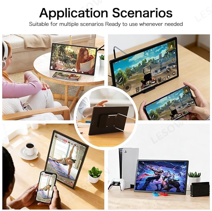 18.5 Inch Wireless Portable Gaming Monitor HDMI 1920x1080 100% sRGB Travel External Screen Support AirPlay Miracast Compatible with Laptop iOS Android Windows Mac TF Card