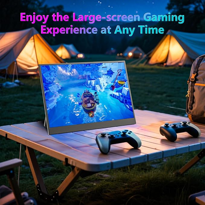 WUAWE Small Portable Monitor Kickstand 14 inch FHD 1200P Ultra Slim for Laptop Monitor Second Screen Dual Speakersfor Laptop PC Phone Xbox PS4/PS5 Switch
